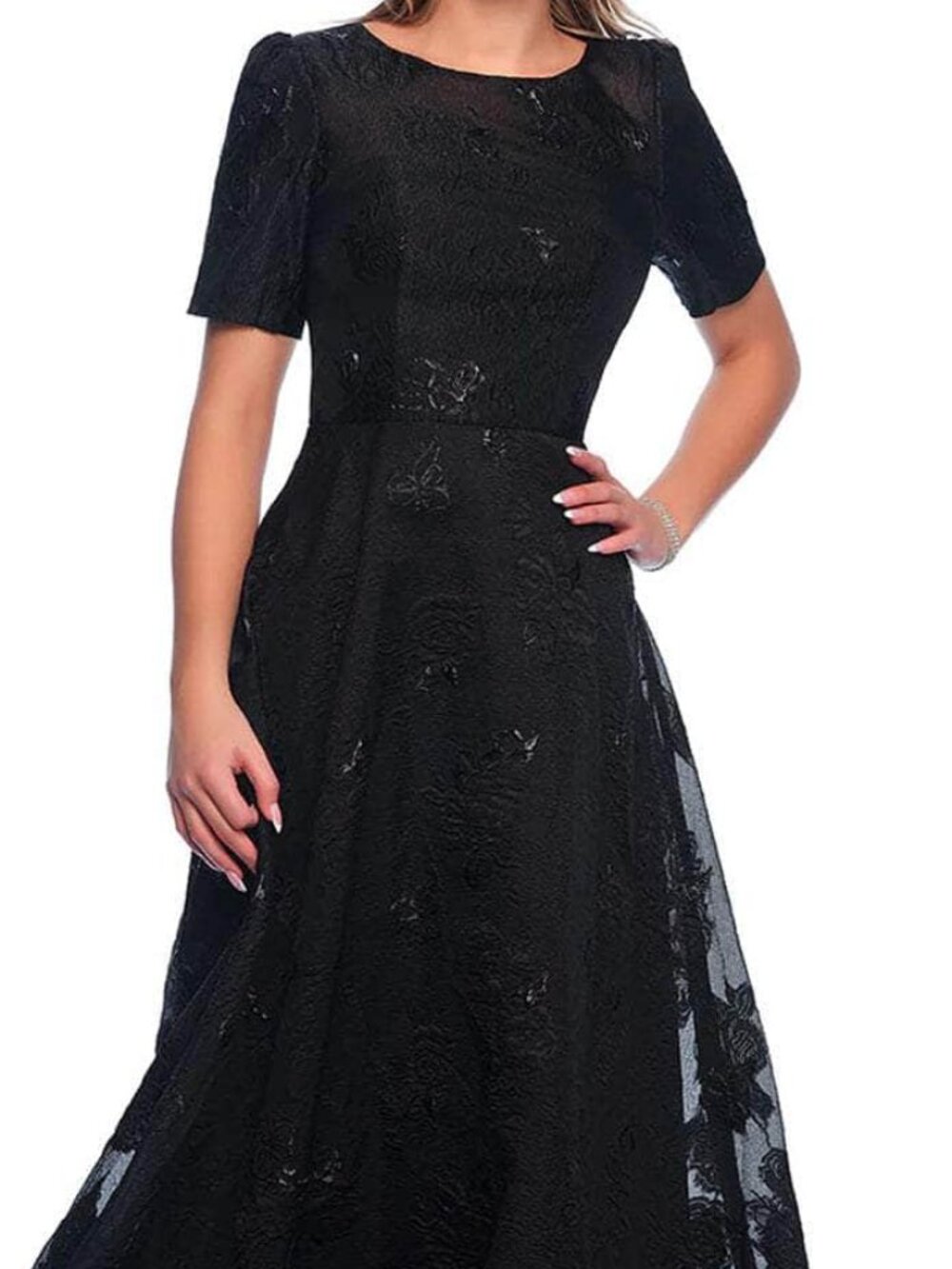 NWT Dave & Johnny 11815 Short Sleeve Mother of the Bride Dress Black size 2